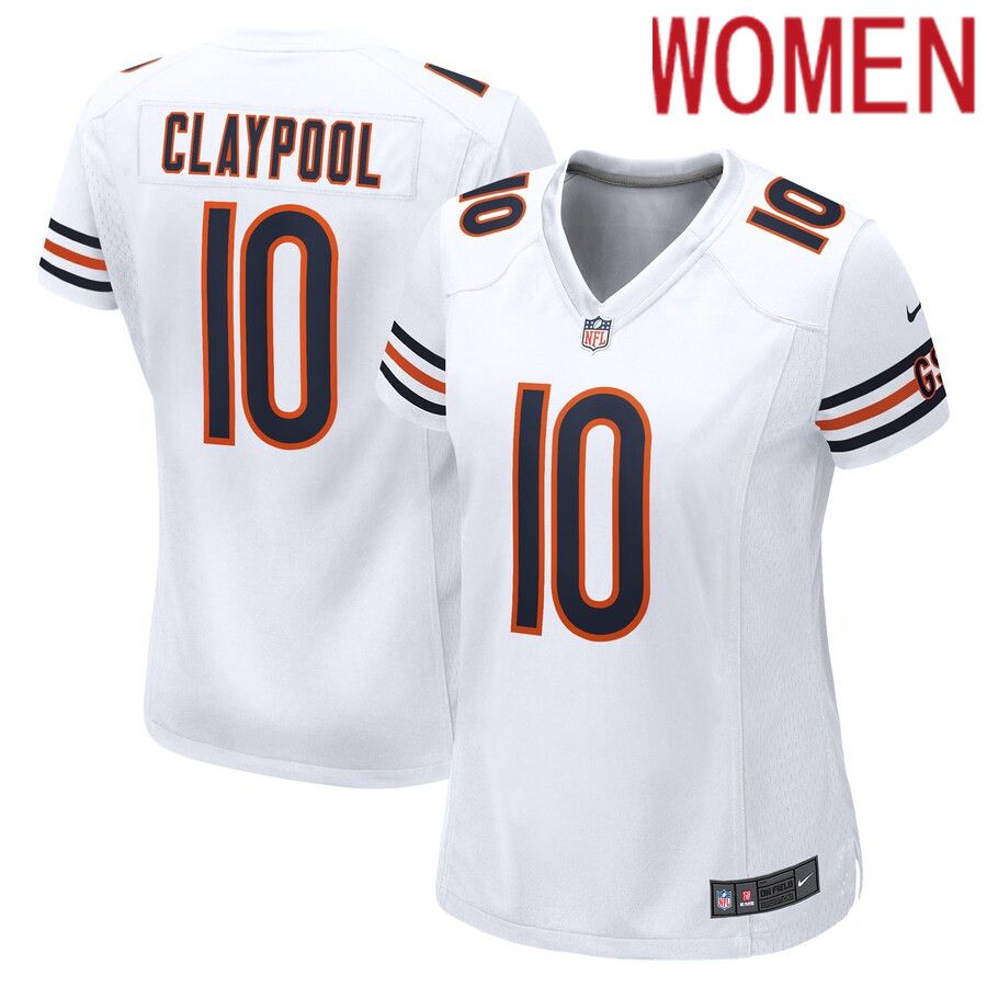 Women Chicago Bears #10 Chase Claypool Nike White Game Player NFL Jersey->chicago bears->NFL Jersey